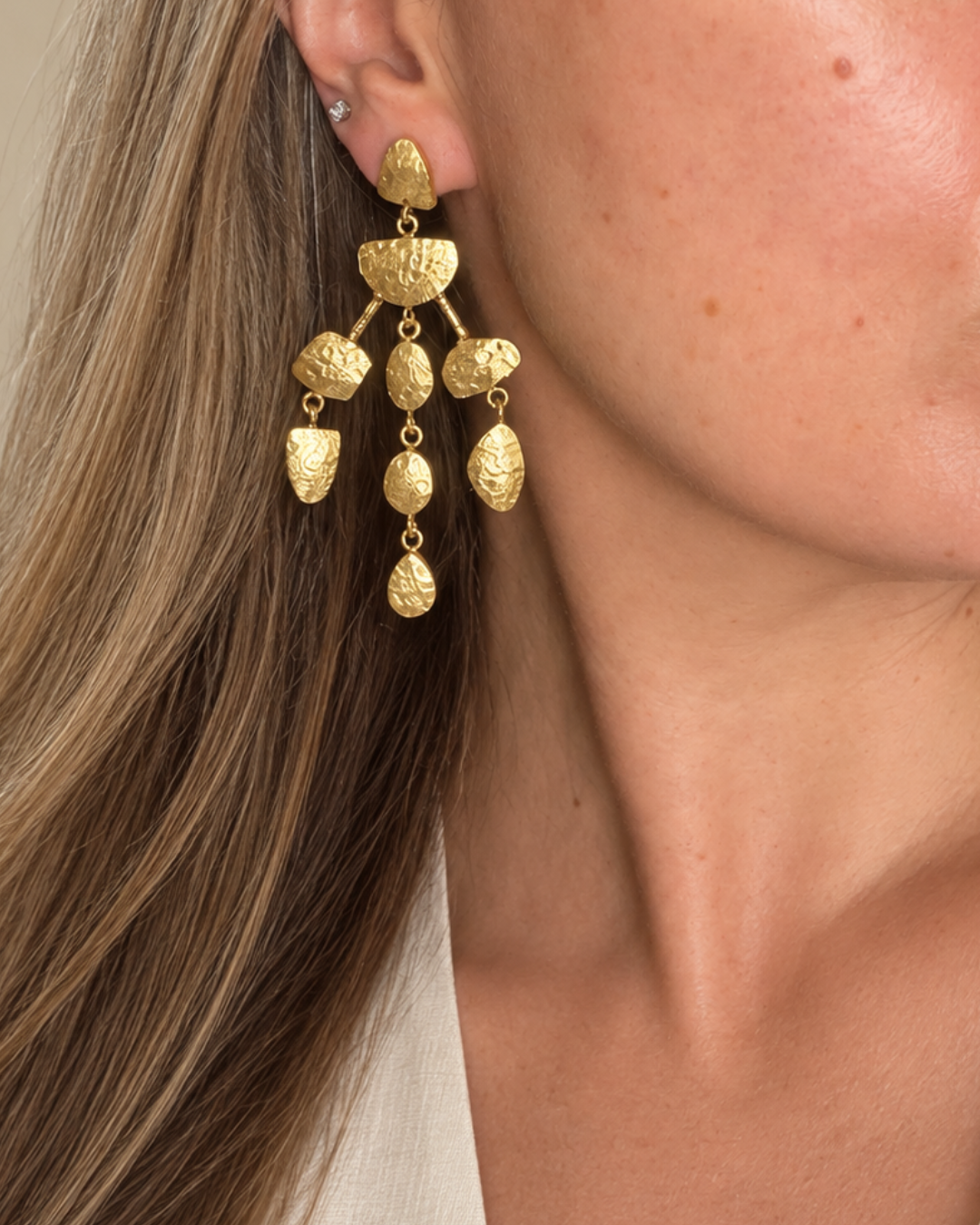 ROCCA HAMMERED STATEMENT EARRINGS
