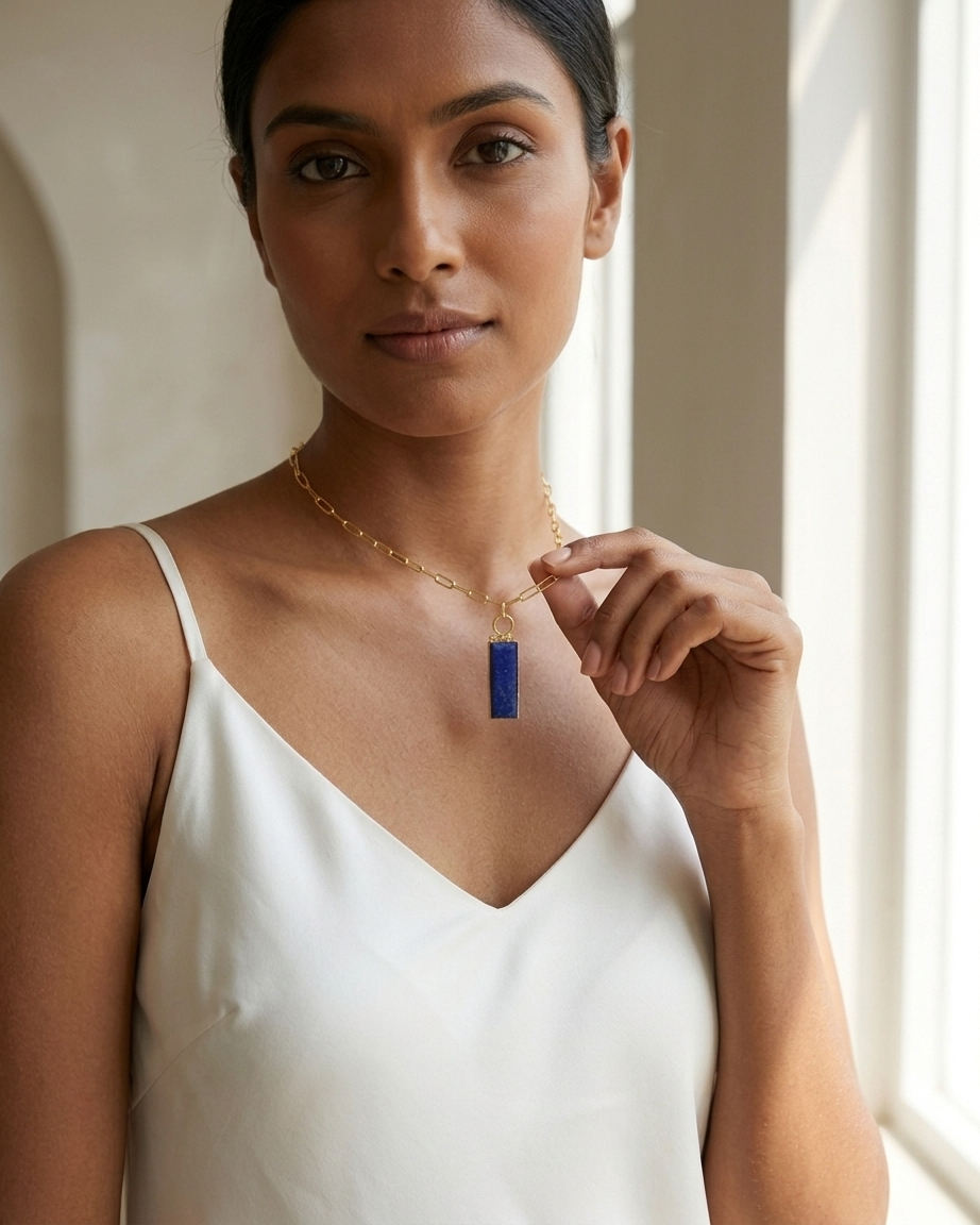 Blue Bar Pendant Necklace