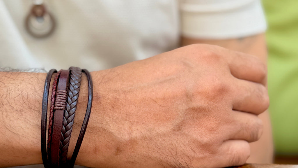Layered Braided Leather Bracelet