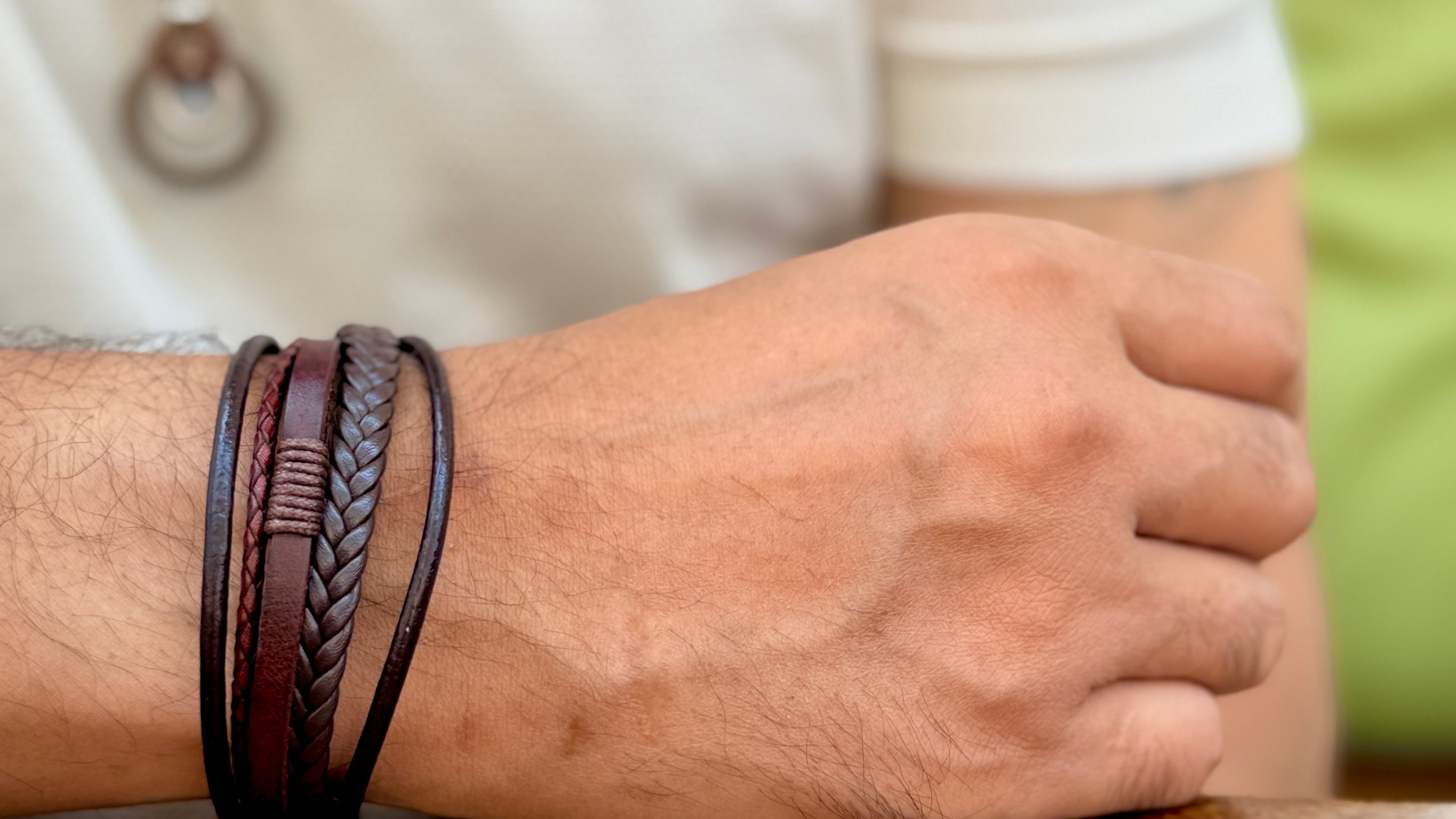 Layered Braided Leather Bracelet