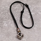 Geometric Cube Leather Pendant Necklace