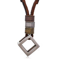 Geometric Cube Leather Pendant Necklace