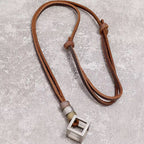 Geometric Cube Leather Pendant Necklace