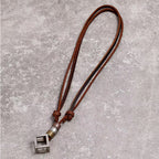 Geometric Cube Leather Pendant Necklace