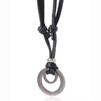 Minimal Ring Leather Pendant Necklace