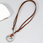 Minimal Ring Leather Pendant Necklace